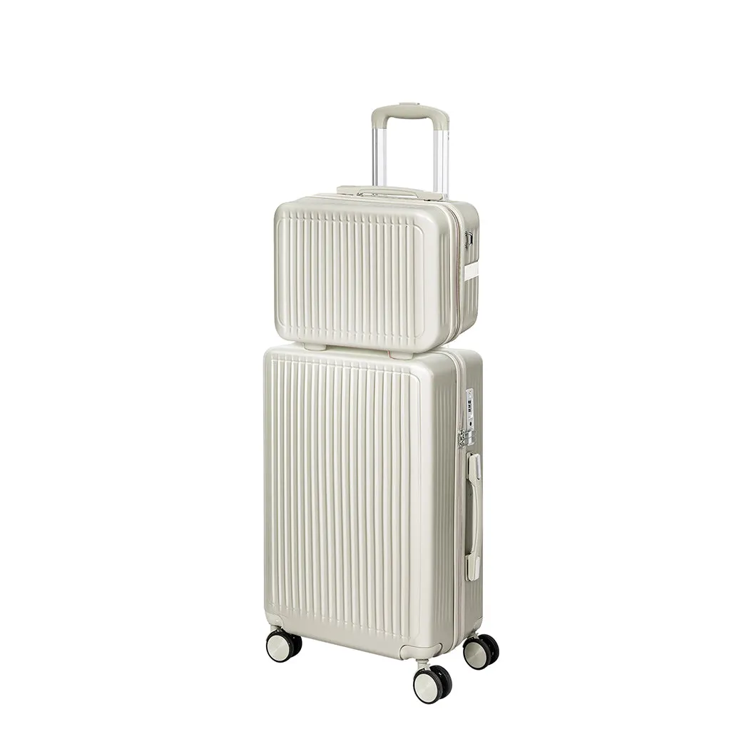 Slimbridge Luggage Suitcase Trolley White 2pc 14" 20"