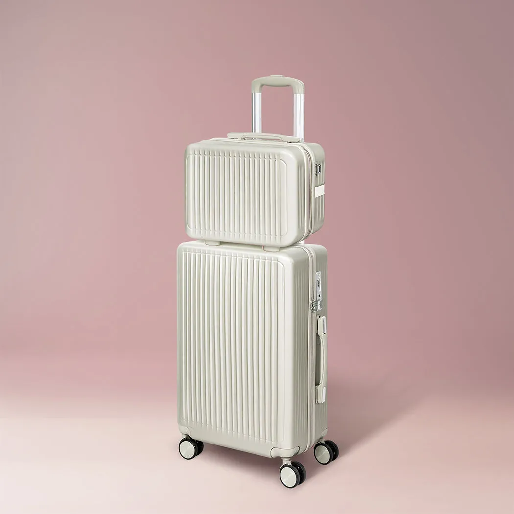 Slimbridge Luggage Suitcase Trolley White 2pc 14" 20"