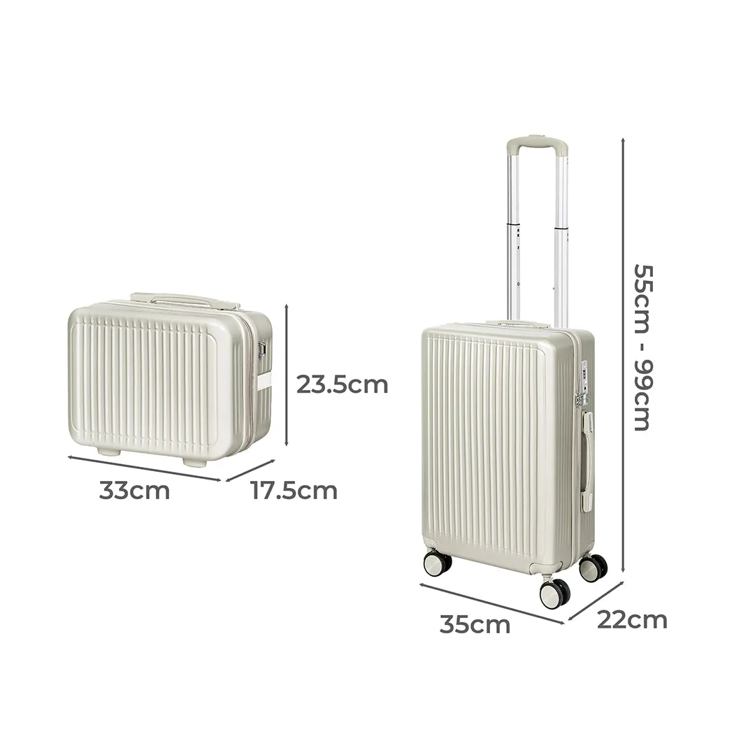 Slimbridge Luggage Suitcase Trolley White 2pc 14" 20"
