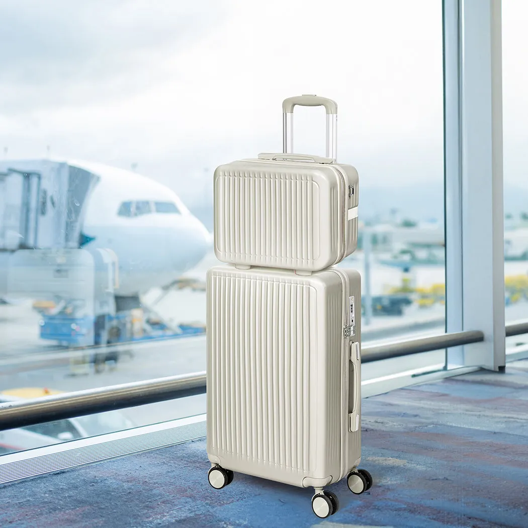 Slimbridge Luggage Suitcase Trolley White 2pc 14" 20"