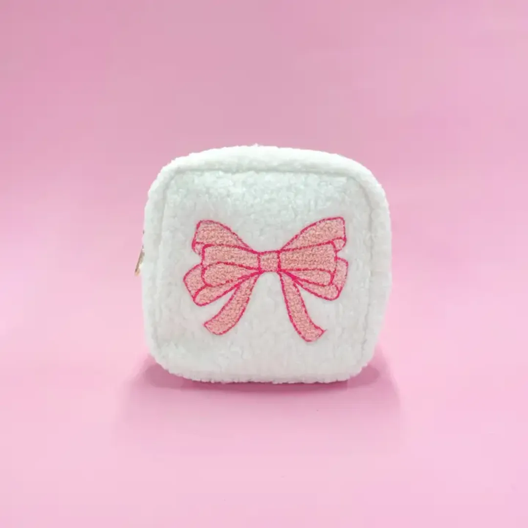 Small Pink Bow Teddy Cosmetic Bag