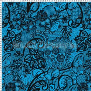 Spandex Ornamental Lace Aqua