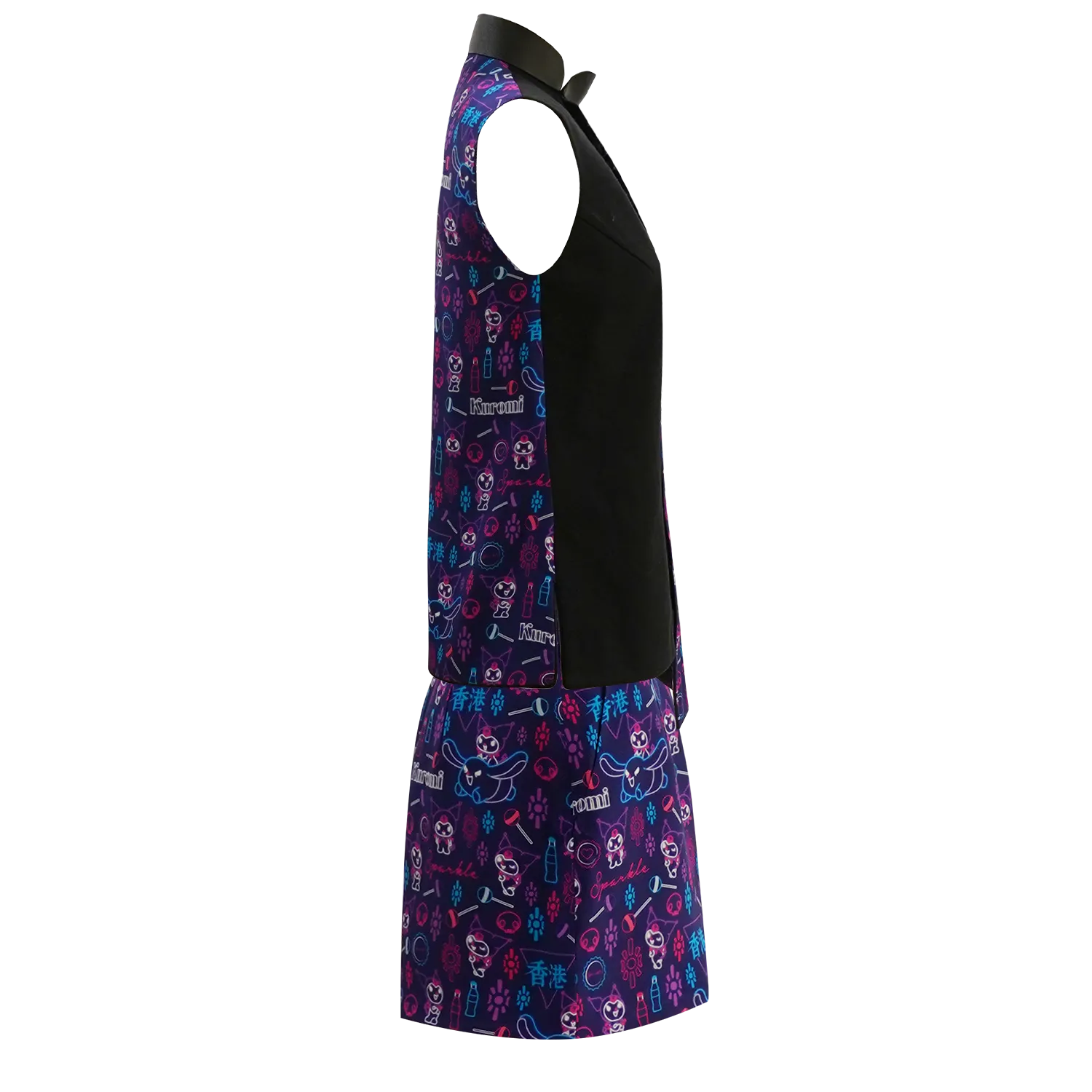 【SPARKLE & SANRIO-KUROMI】Cheongsam Sleeveless Top (Sleeveless / Regular Fit)