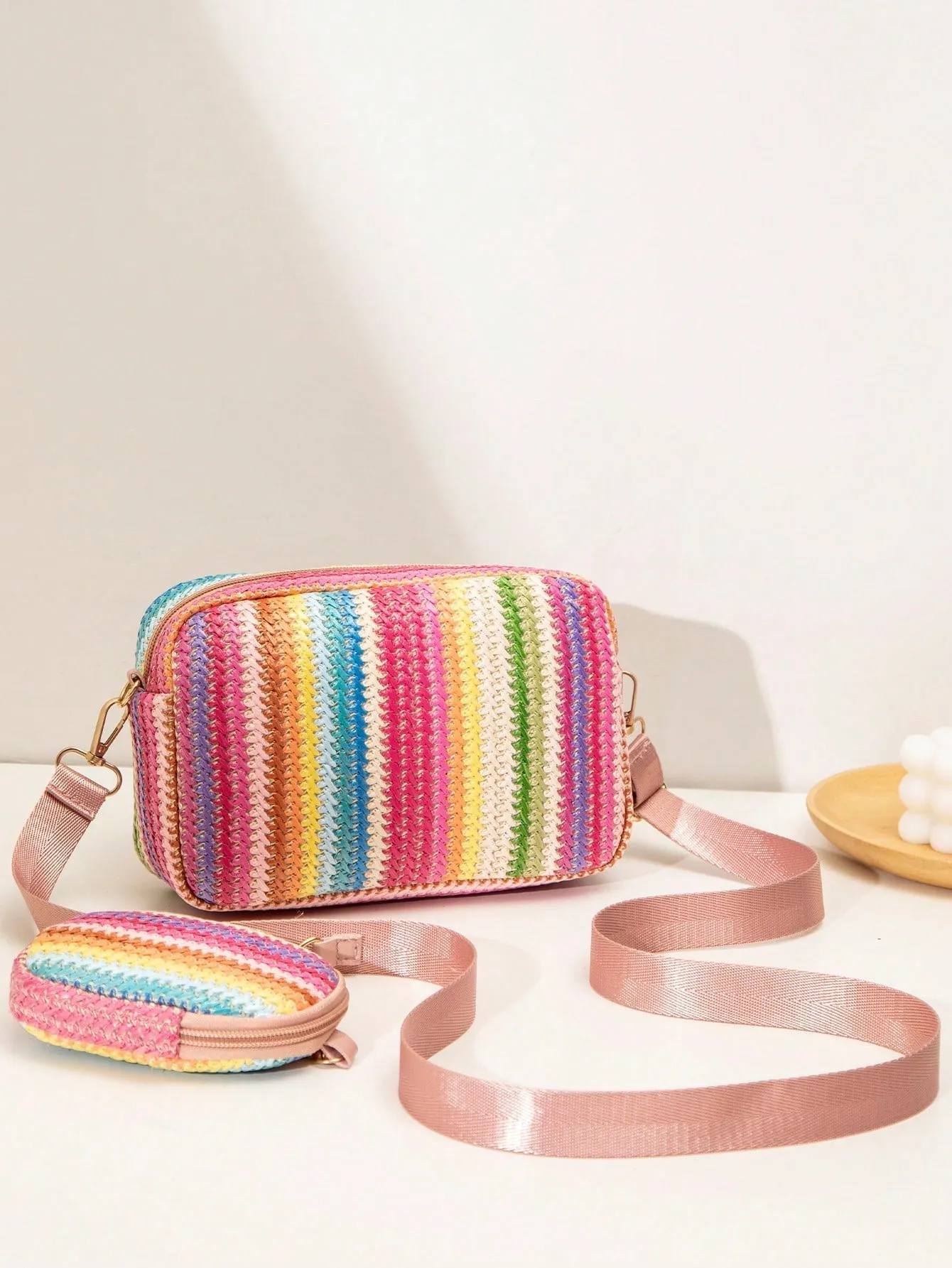 Spring/Summer Woven Fashion Women Bag, Minimalist Shoulder Crossbody Bag, Sweet Square Bag