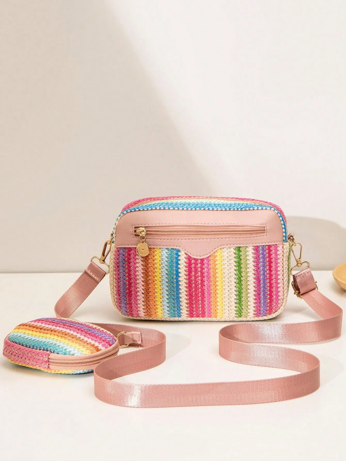 Spring/Summer Woven Fashion Women Bag, Minimalist Shoulder Crossbody Bag, Sweet Square Bag