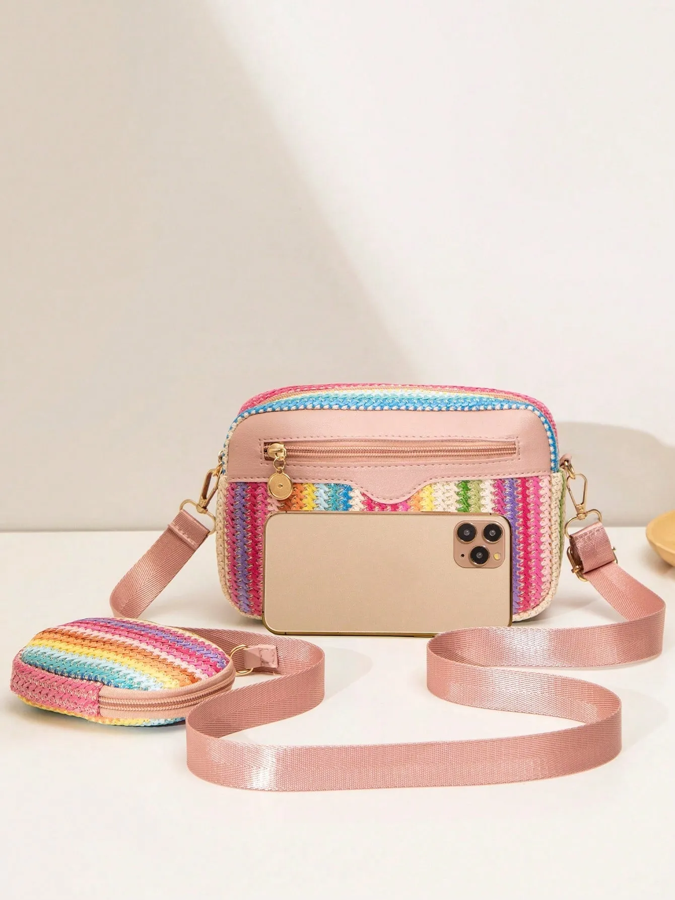Spring/Summer Woven Fashion Women Bag, Minimalist Shoulder Crossbody Bag, Sweet Square Bag