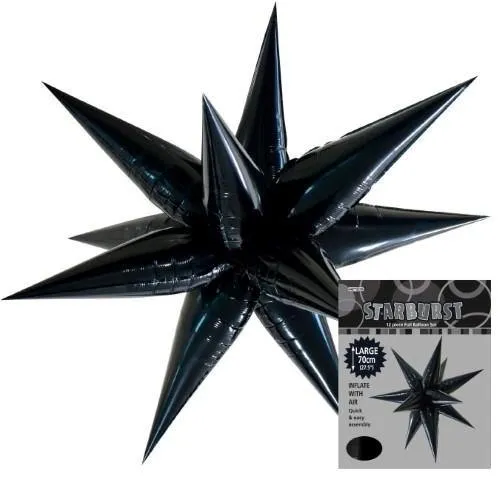Starburst Black Foil Balloon - 70cm