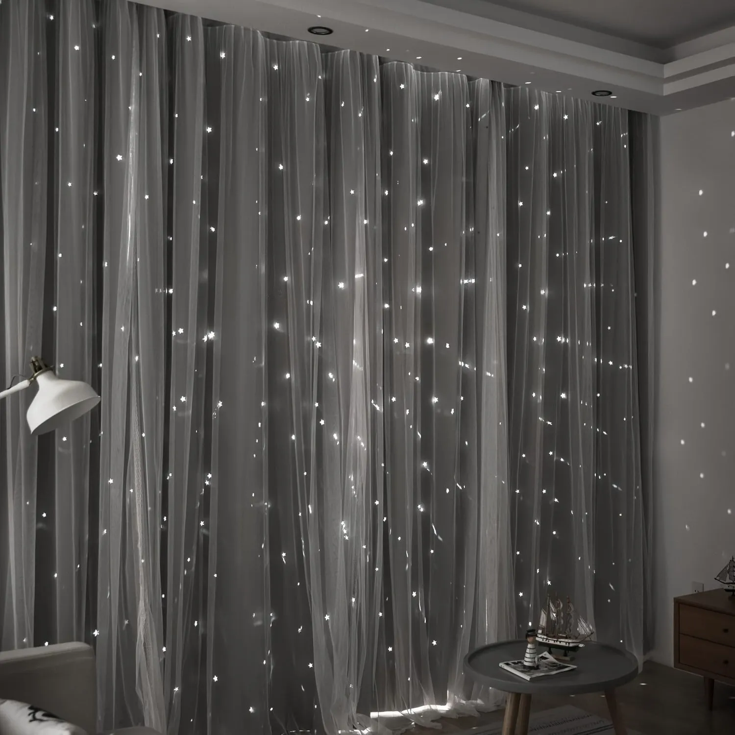 Stars Curtains Blackout Curtains for Bedroom Double Layer Curtains Curtains Cute Curtains Blackout Curtains, Curtains 84 Inches Long 2 Panel, Black Curtains, 42 X 84 Inches