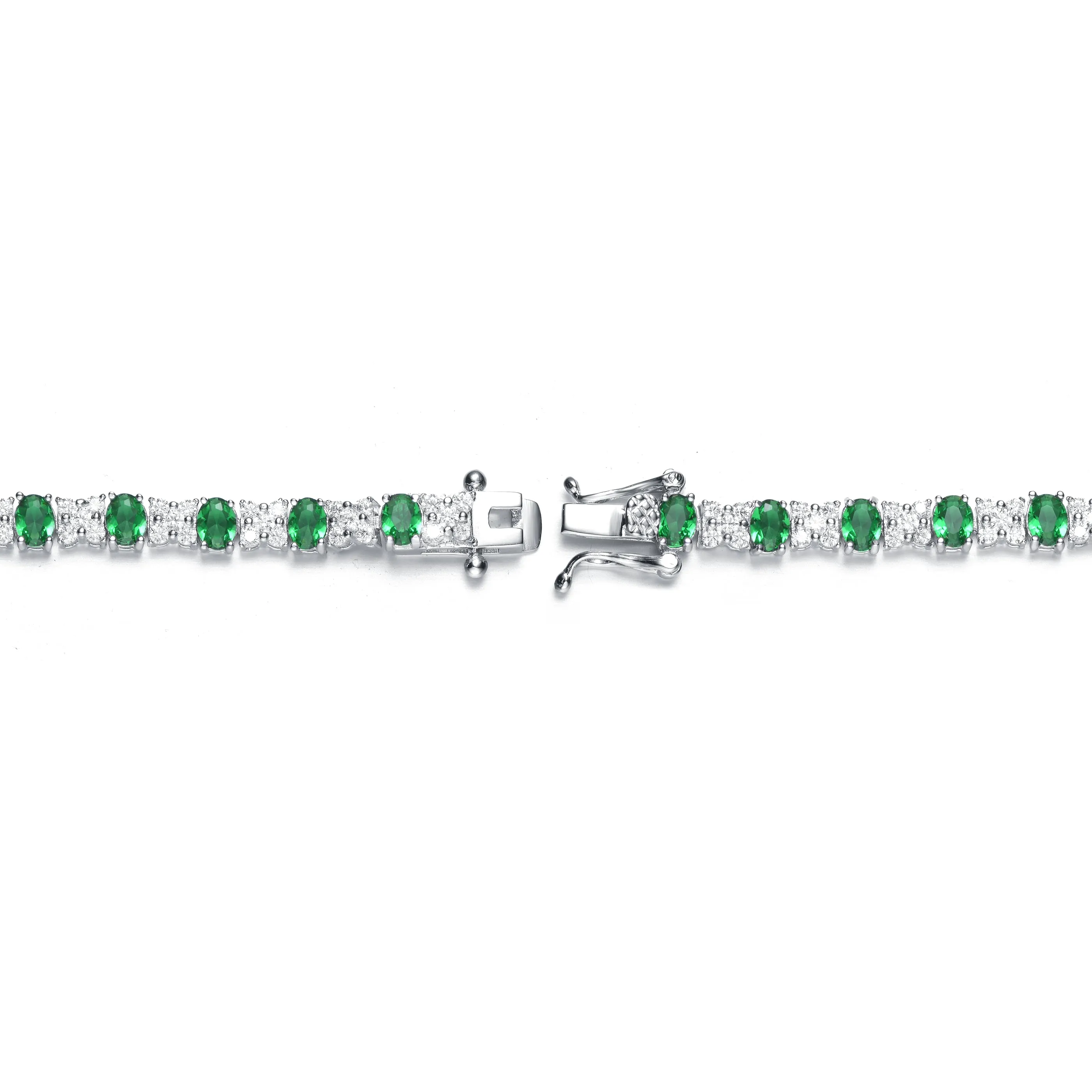Sterling Silver Bracelet Adorned with Gemstones