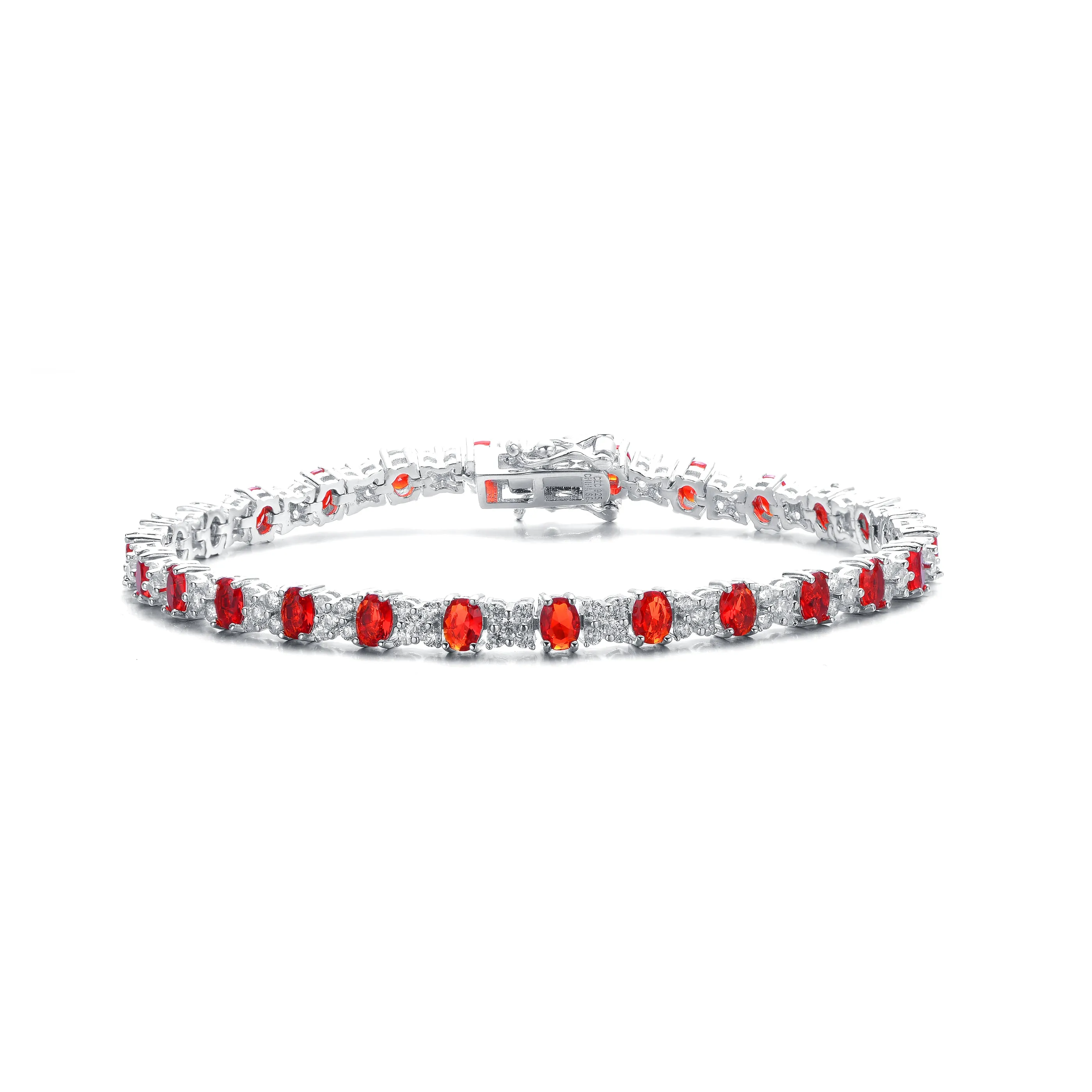 Sterling Silver Bracelet Adorned with Gemstones