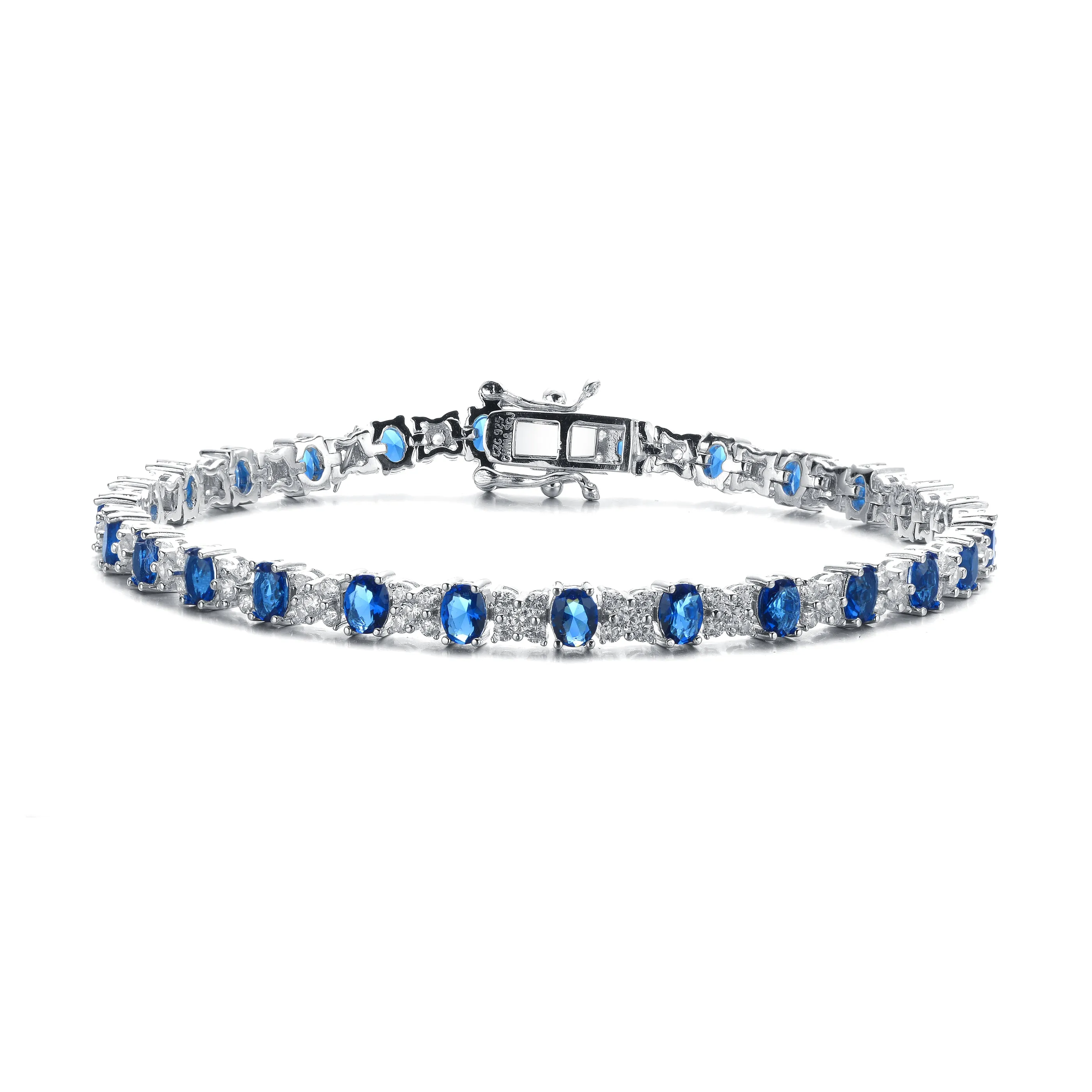Sterling Silver Bracelet Adorned with Gemstones
