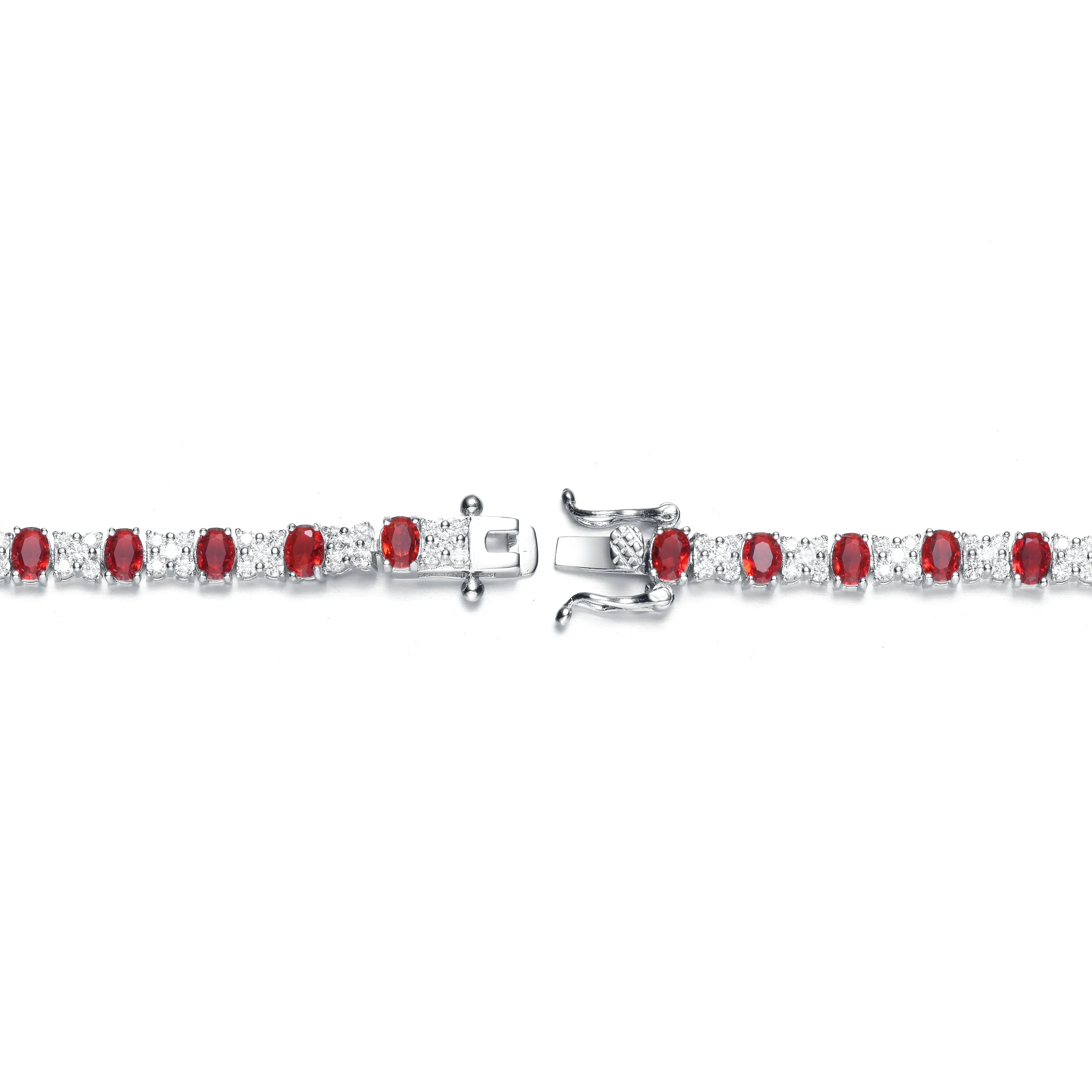 Sterling Silver Bracelet Adorned with Gemstones