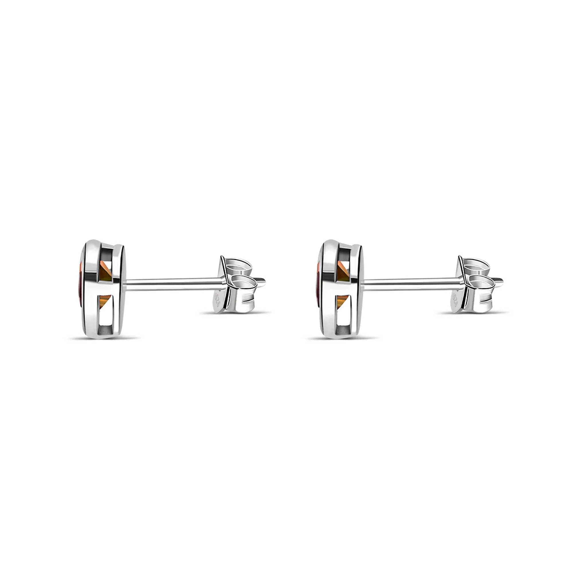 Sterling Silver Citrine Framed Heart Stud Earrings