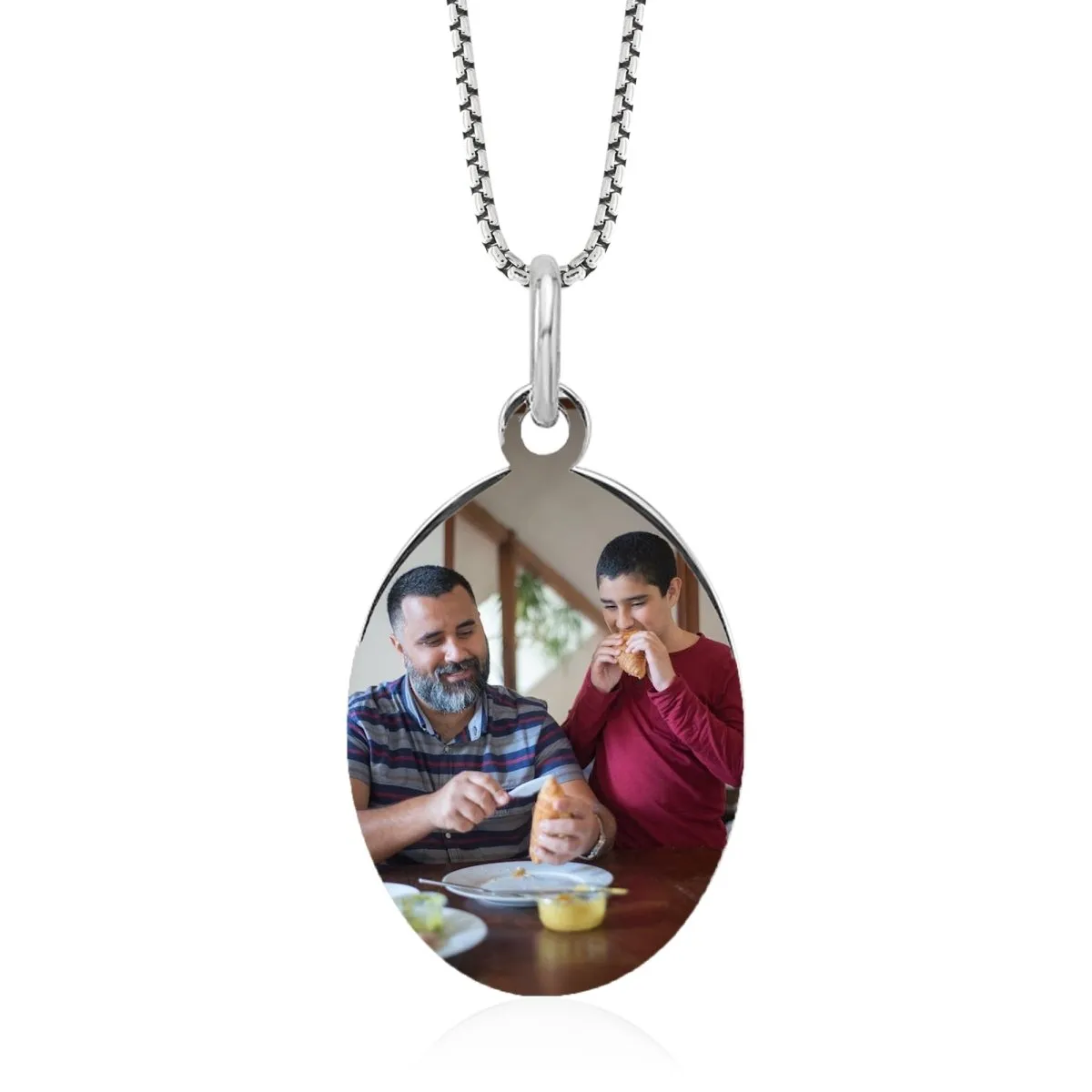 Sterling Silver Fingerprint Oval Pendant