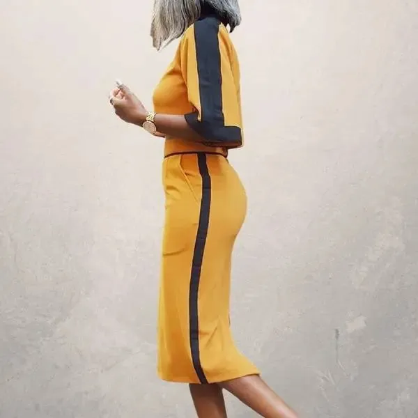 Stitching cropped top suit