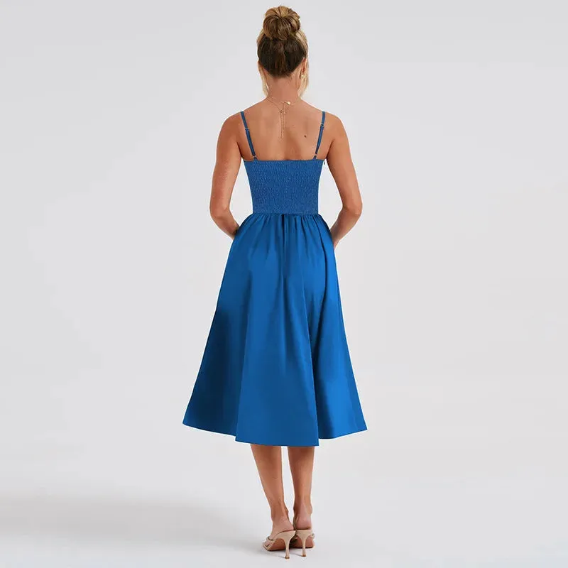 Strappy Bustier Stylish Flare Midi Dress