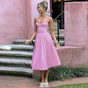 Strappy Bustier Stylish Flare Midi Dress