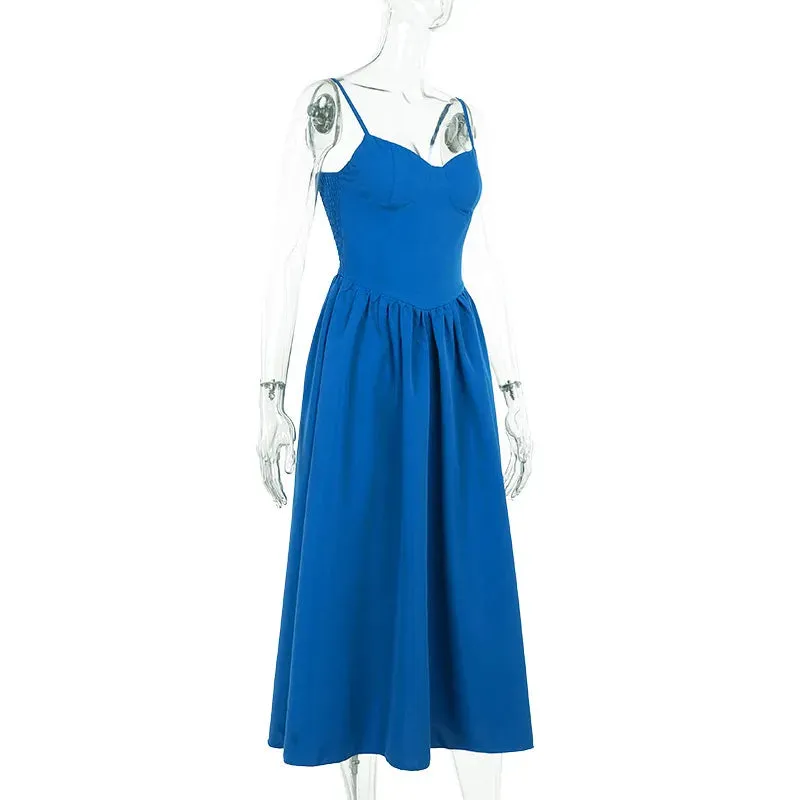 Strappy Bustier Stylish Flare Midi Dress