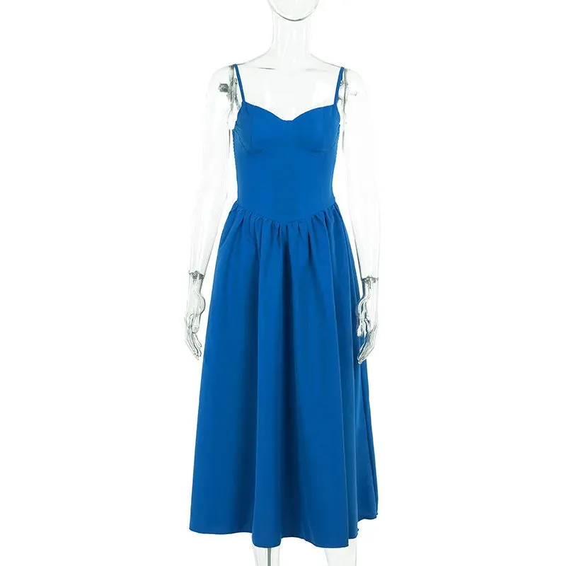 Strappy Bustier Stylish Flare Midi Dress