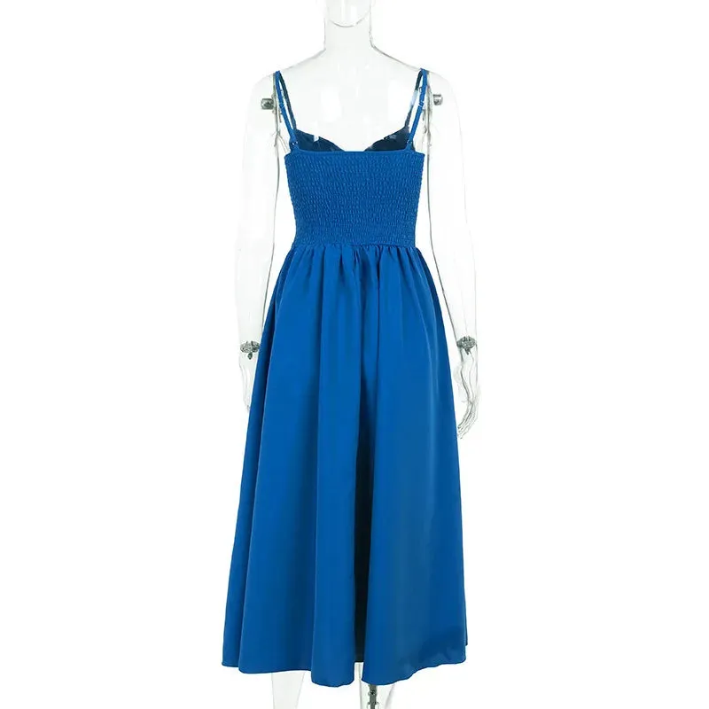 Strappy Bustier Stylish Flare Midi Dress