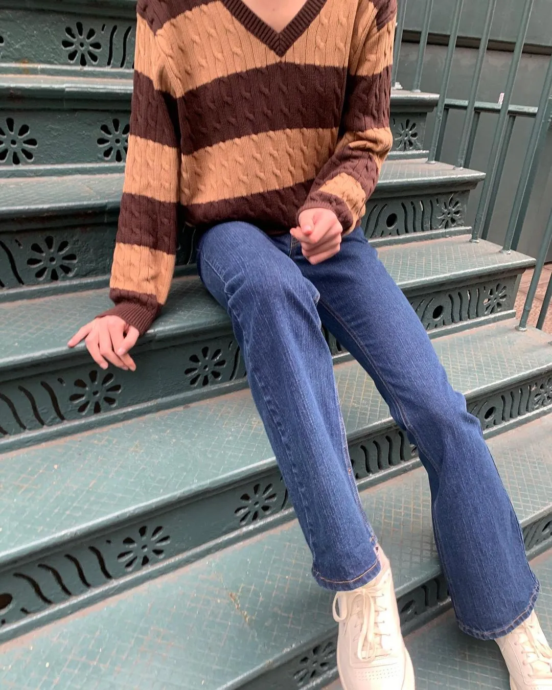 Striped Cabel Stylish Knit Sweater
