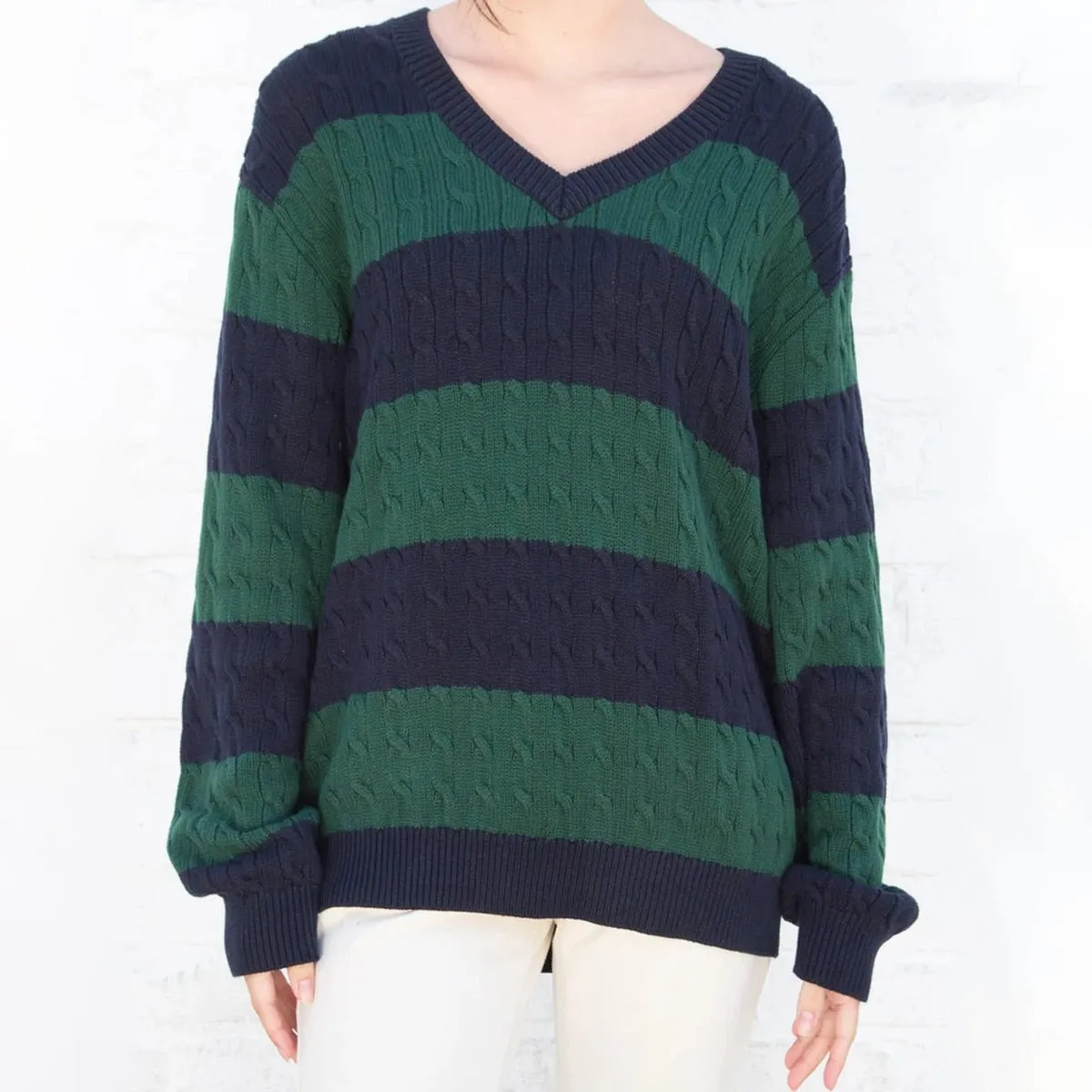 Striped Cabel Stylish Knit Sweater