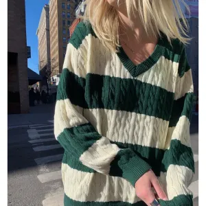 Striped Cabel Stylish Knit Sweater