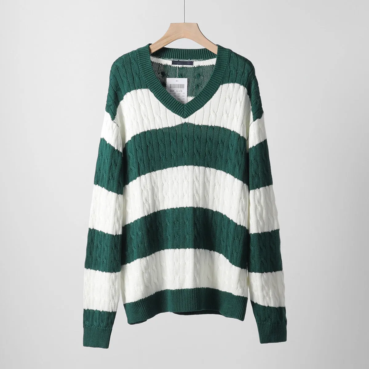 Striped Cabel Stylish Knit Sweater