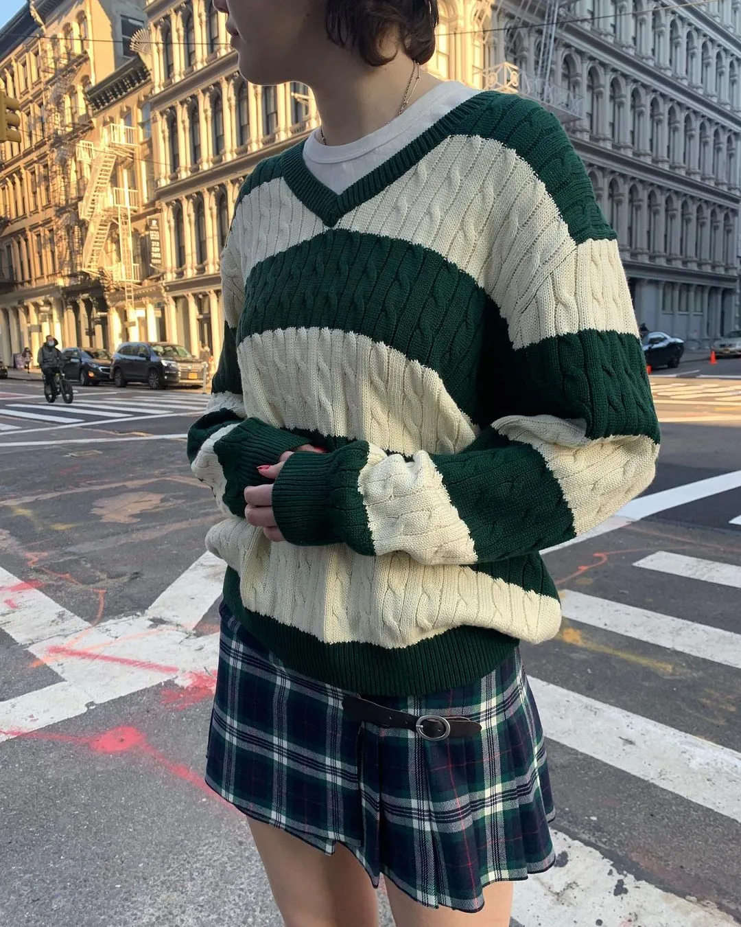 Striped Cabel Stylish Knit Sweater