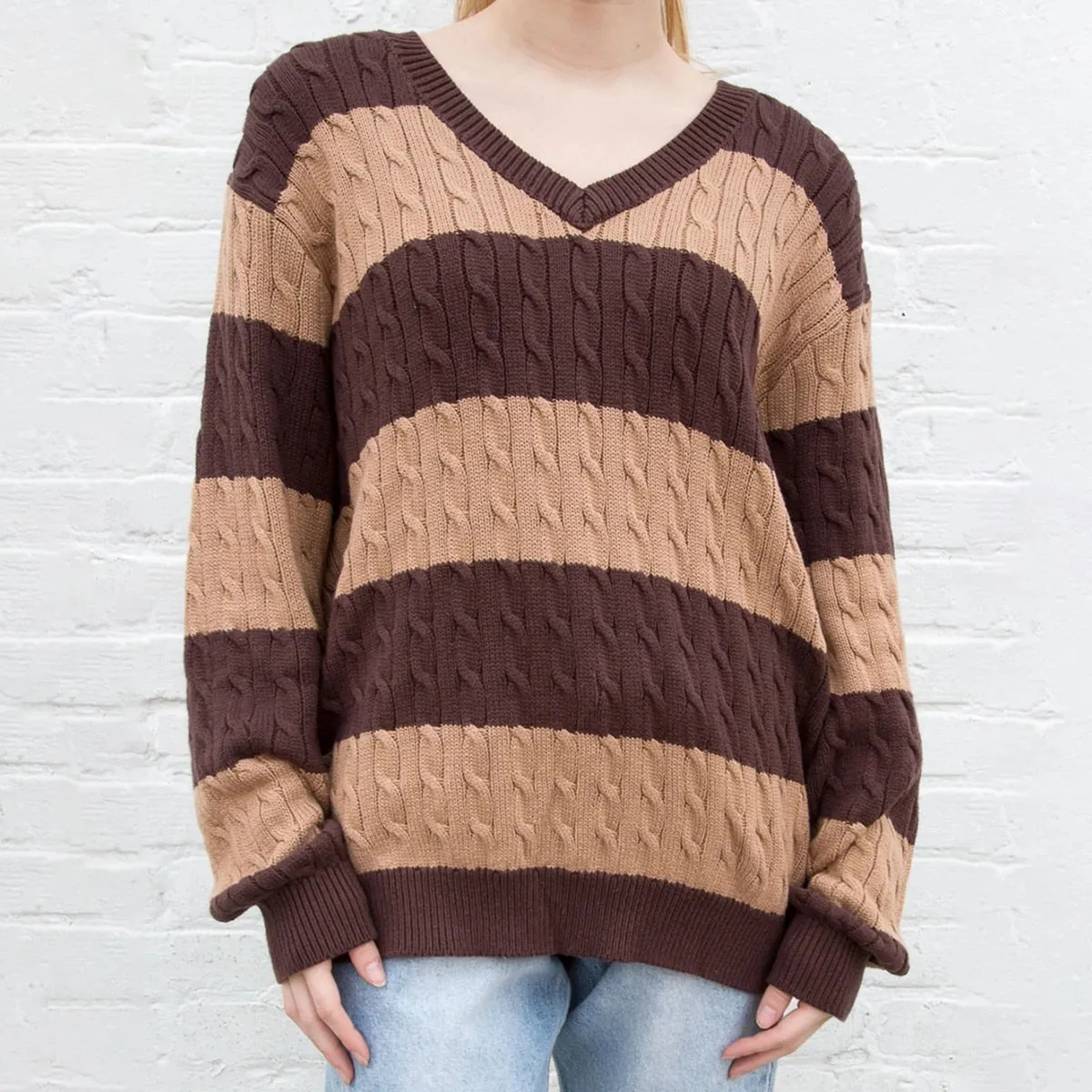Striped Cabel Stylish Knit Sweater