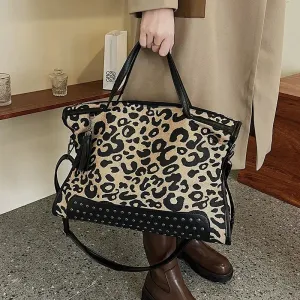 Studded Embellished Leopard Tote Bag