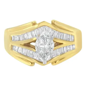 Stunning V-Shaped Two-Toned Gold and Diamond Cocktail Ring with 1 Carat Total Weight