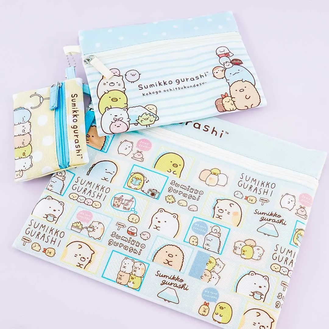 Sumikko Gurashi Striped Flat Pouch Set - 3 pcs