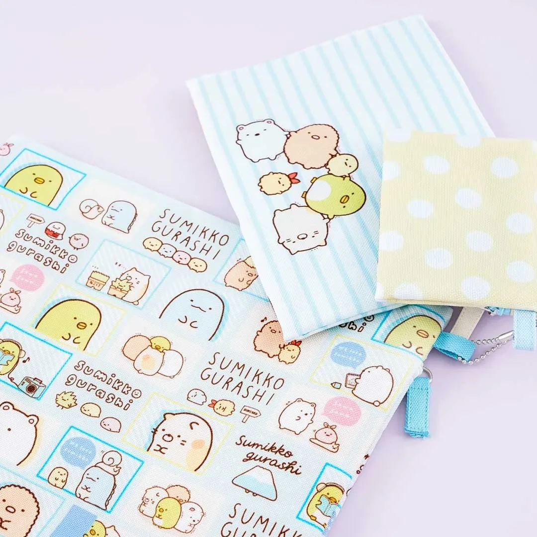 Sumikko Gurashi Striped Flat Pouch Set - 3 pcs