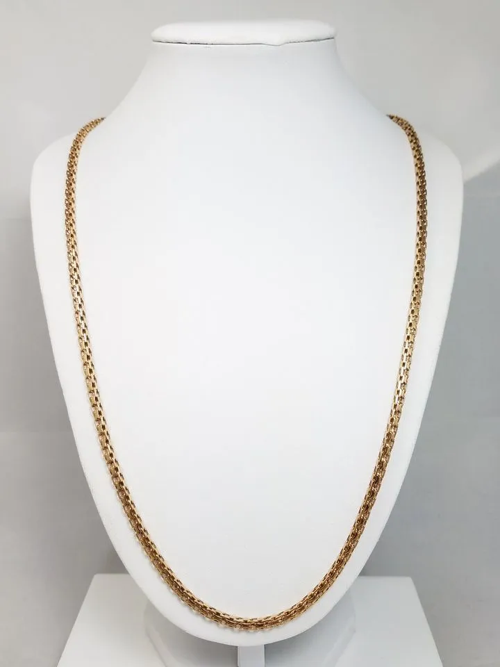 Superb 14k Yellow Gold Solid Fancy Link 24" Necklace