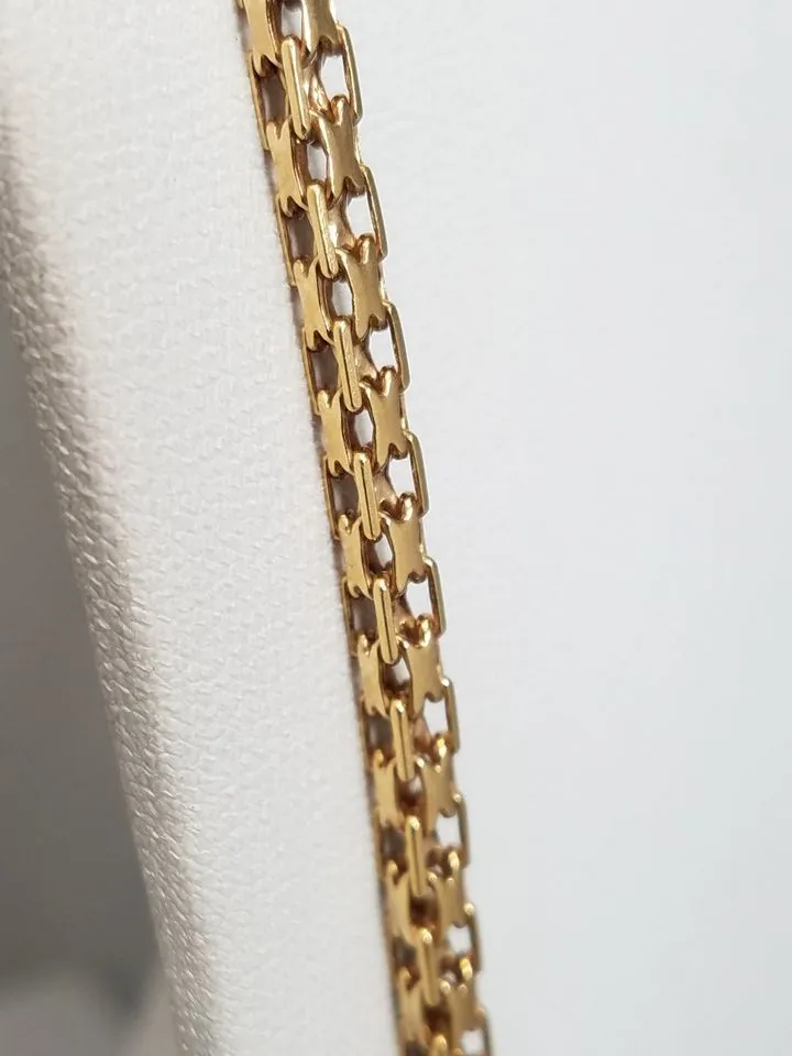 Superb 14k Yellow Gold Solid Fancy Link 24" Necklace