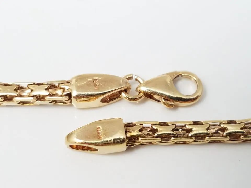 Superb 14k Yellow Gold Solid Fancy Link 24" Necklace