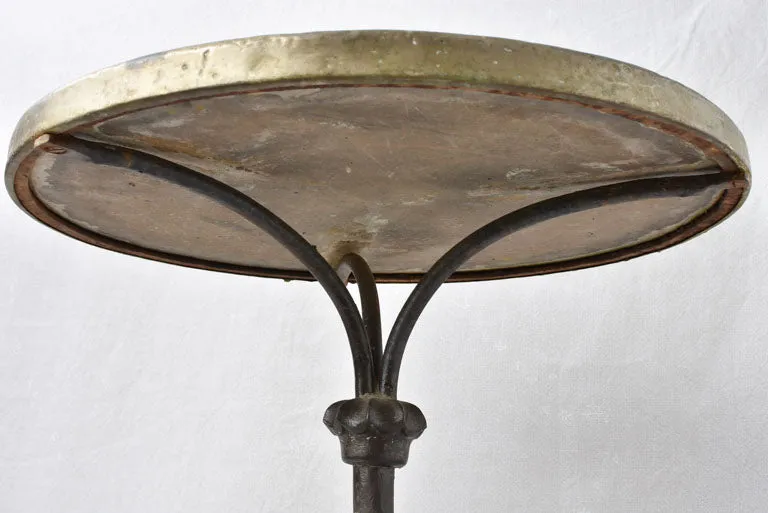 Superb antique French bistro table with mosaic top & cast iron base