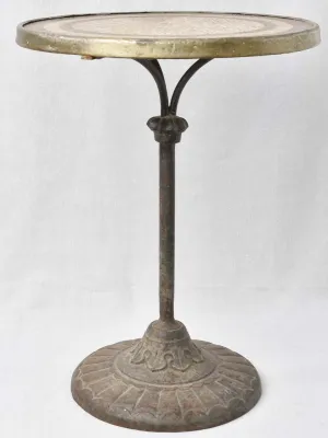 Superb antique French bistro table with mosaic top & cast iron base