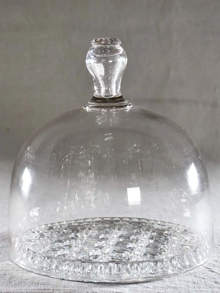 Superb antique French patisserie presentation dome on crystal plate