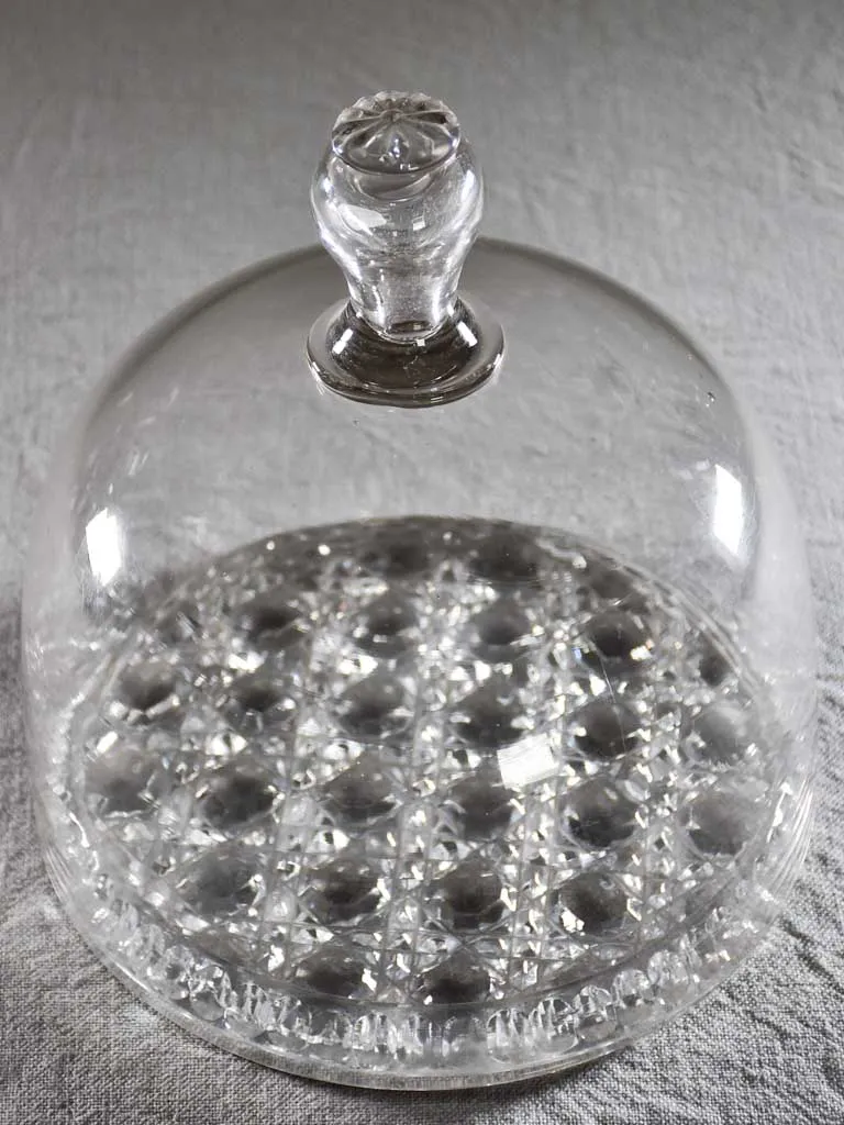 Superb antique French patisserie presentation dome on crystal plate