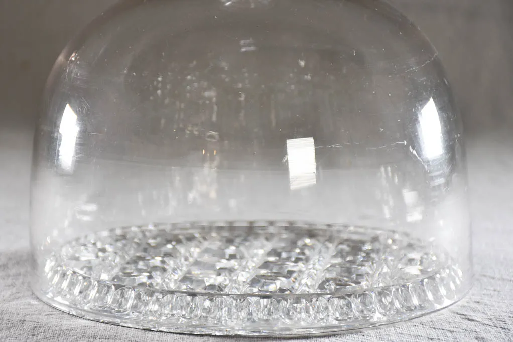 Superb antique French patisserie presentation dome on crystal plate