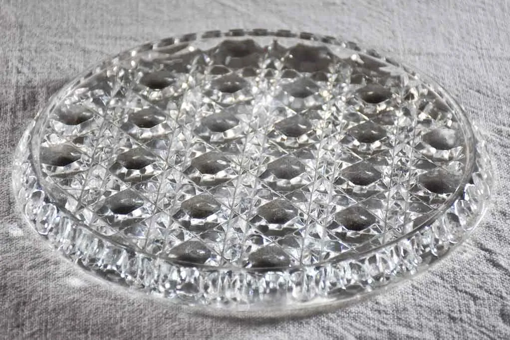Superb antique French patisserie presentation dome on crystal plate