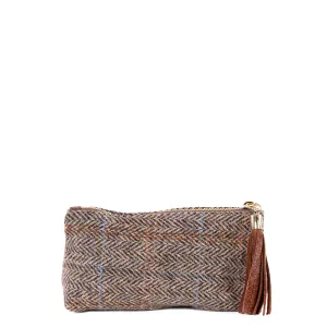 Tan Hamish Harris Tweed Mini Clutch Pod