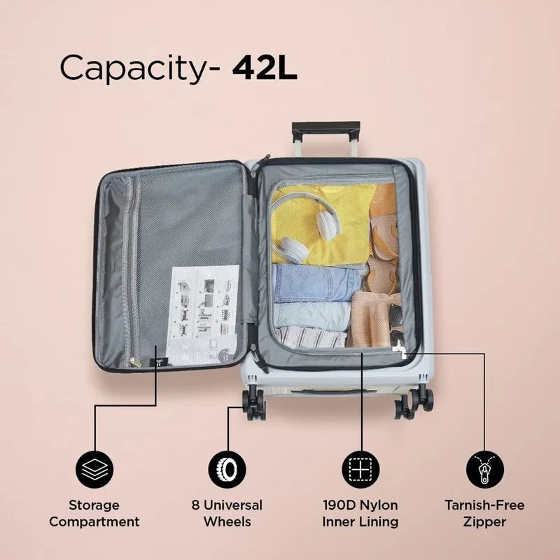 THE CLOWNFISH Collapsible Series Luggage Polypropylene Hard Case Suitcase Spinner Eight Wheel Foldable Trolley Bag With Tsa Lock- White (Small Size, 51 Cm-20 Inch), H-56 Centimeters
