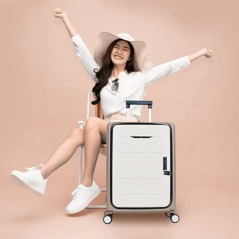 THE CLOWNFISH Collapsible Series Luggage Polypropylene Hard Case Suitcase Spinner Eight Wheel Foldable Trolley Bag With Tsa Lock- White (Small Size, 51 Cm-20 Inch), H-56 Centimeters