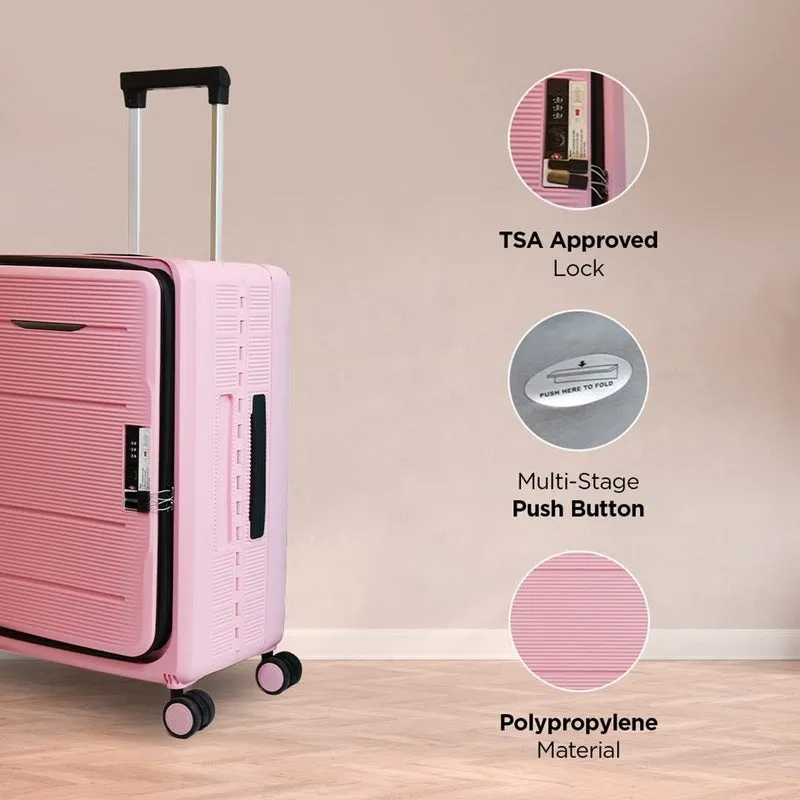 THE CLOWNFISH Collapsible Series Luggage Polypropylene Hard Case Suitcase Spinner Eight Wheel Foldable Trolley Bag With Tsa Lock- White (Small Size, 51 Cm-20 Inch), H-56 Centimeters