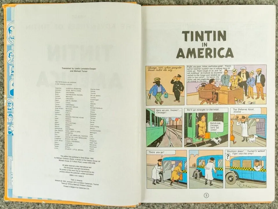 Tintin 3 in 1 Uk Methuen Complete Set x7 Hardback Edition Books 1990s