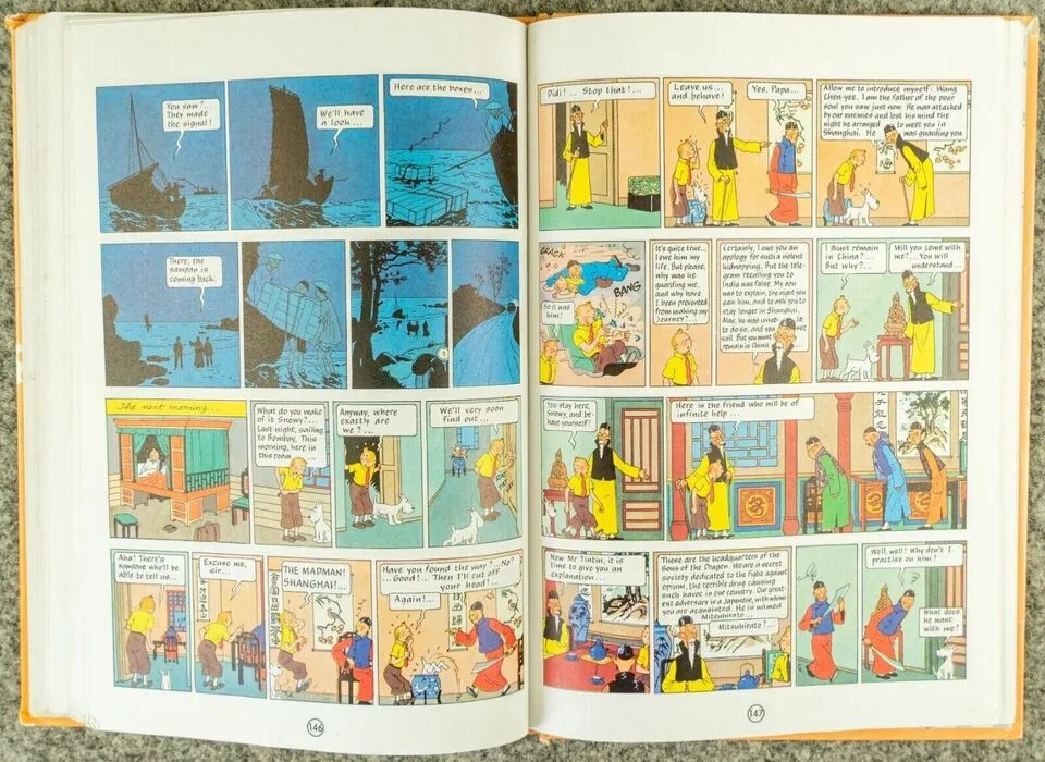 Tintin 3 in 1 Uk Methuen Complete Set x7 Hardback Edition Books 1990s