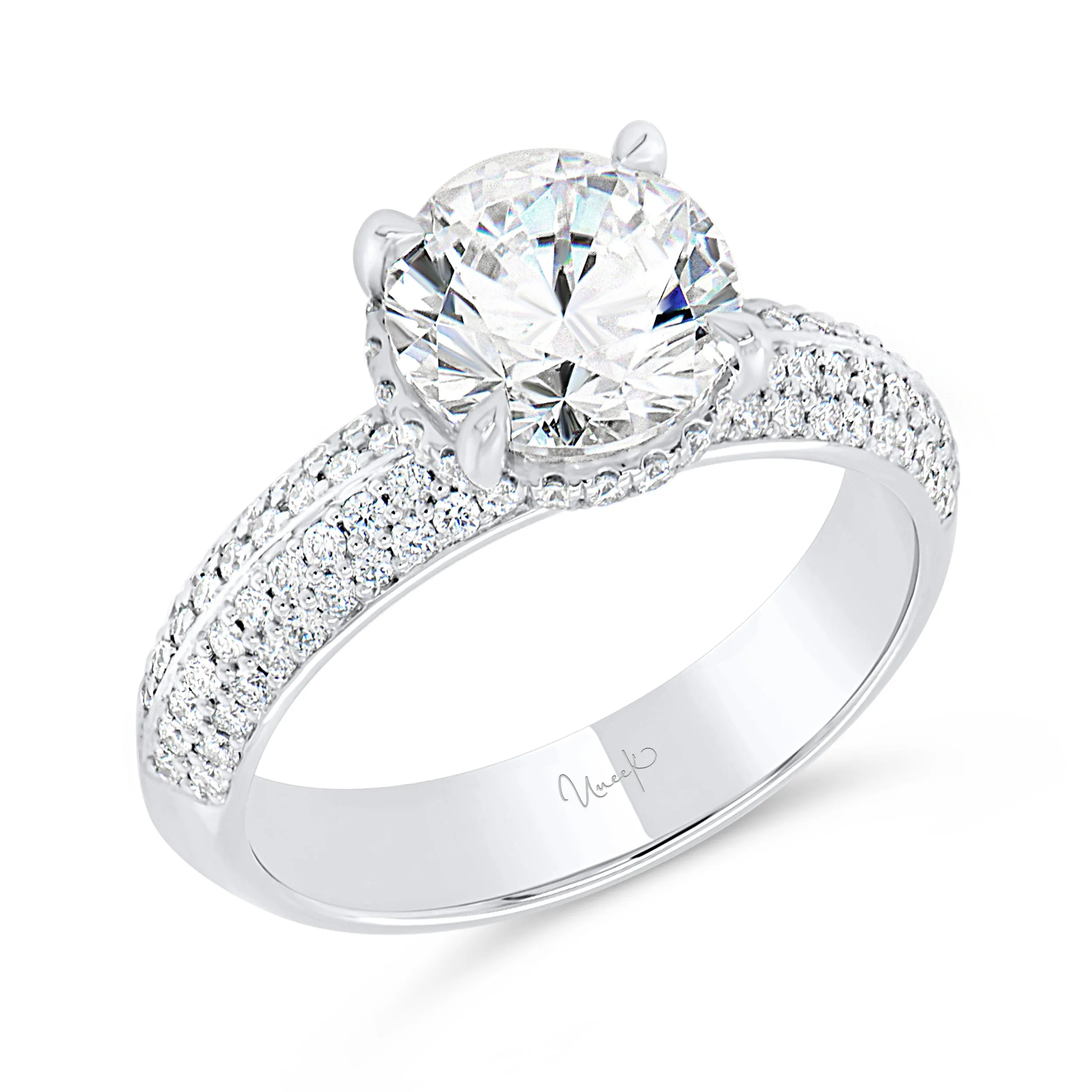 Uneek round shaped Ring 18K White Gold R1250W